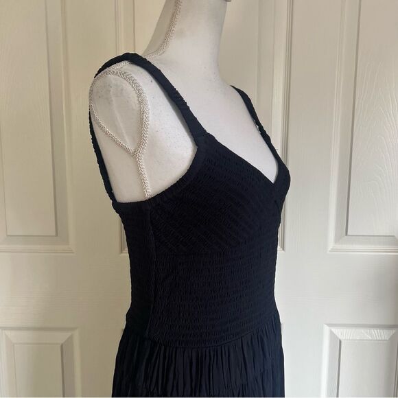 La Ligne Mary Alice Smocked Tank Jersey Midi Dress Black Large NEW MSRP $495 - Picture 7 of 11
